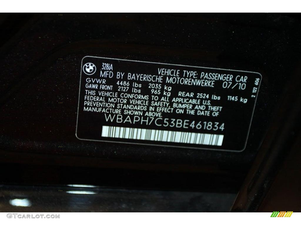 2011 BMW 3 Series 328i Sedan Info Tag Photo #39486772