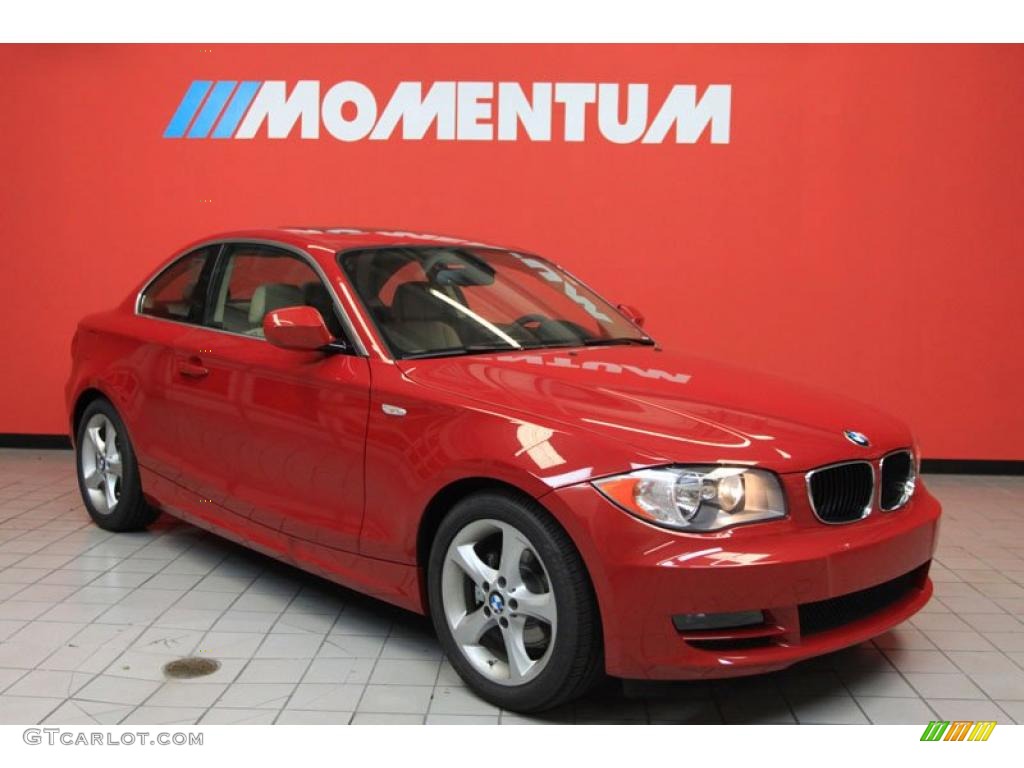 2011 1 Series 128i Coupe - Crimson Red / Savanna Beige photo #1