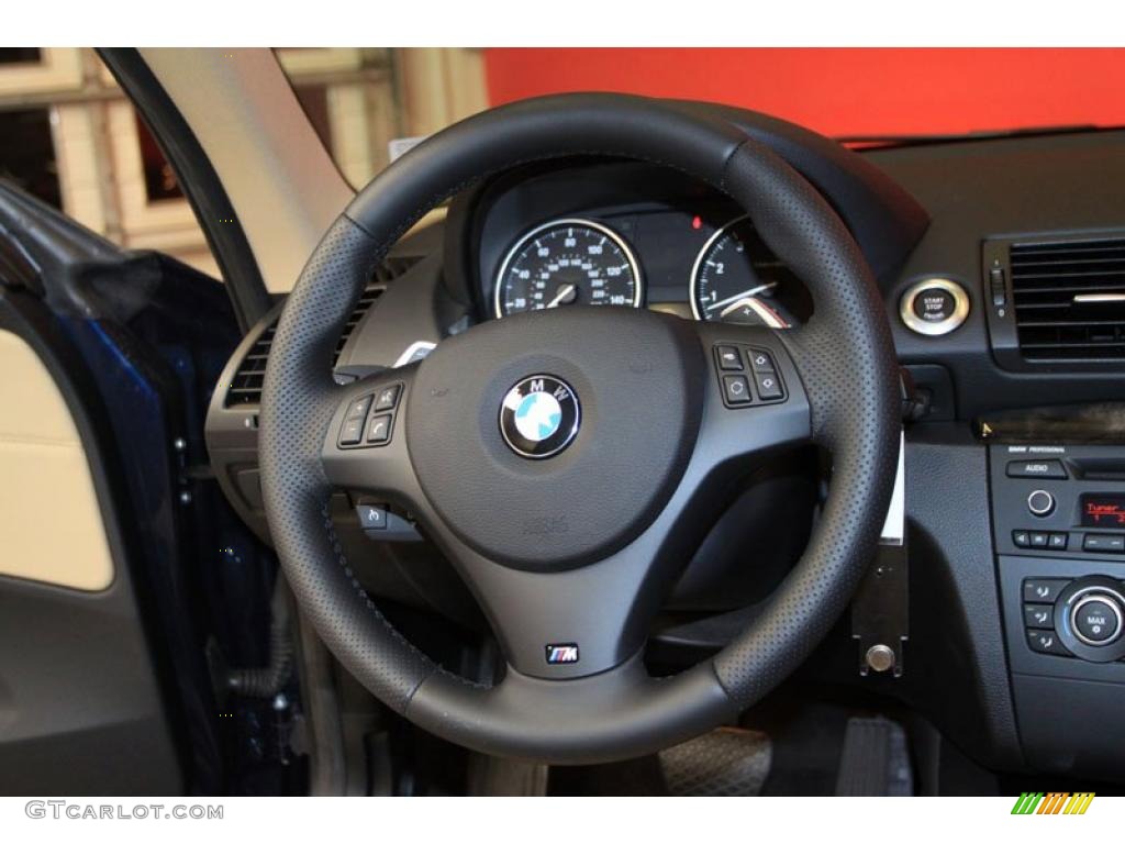 2011 BMW 1 Series 135i Coupe Savanna Beige Steering Wheel Photo #39490968