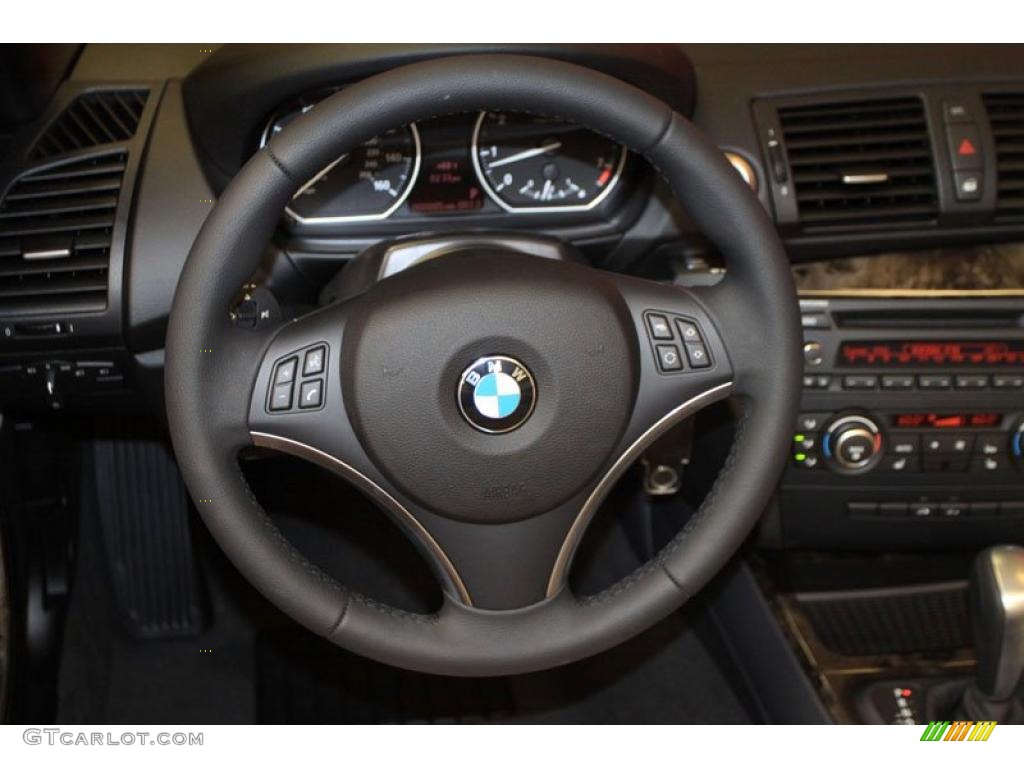 2011 BMW 1 Series 128i Convertible Savanna Beige Steering Wheel Photo #39492112