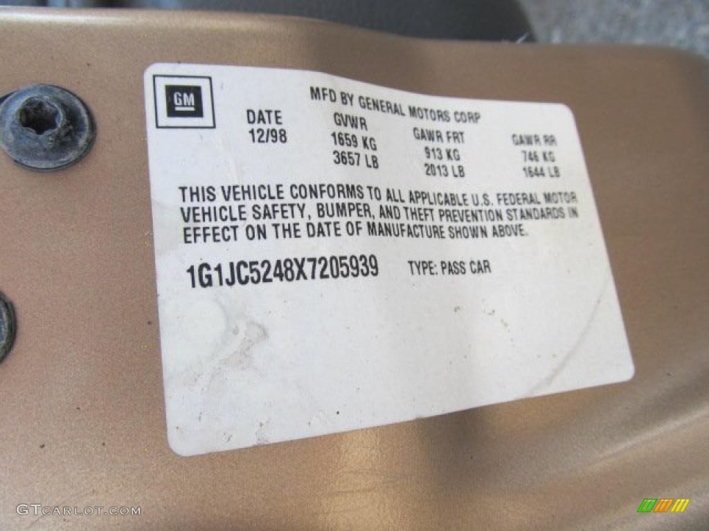 1999 Chevrolet Cavalier Sedan Info Tag Photo #39497513
