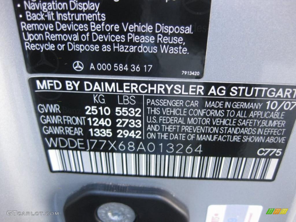 2008 CL Color Code 775 for Iridium Silver Metallic Photo #39499497