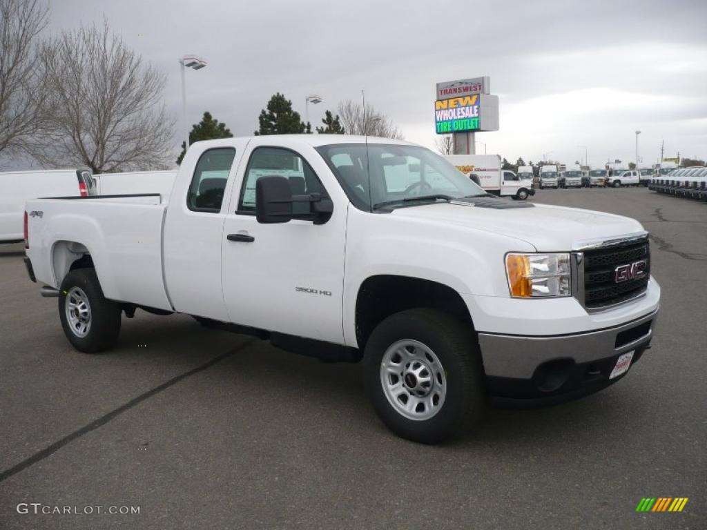 2011 Sierra 3500HD Work Truck Extended Cab 4x4 - Summit White / Dark Titanium photo #1