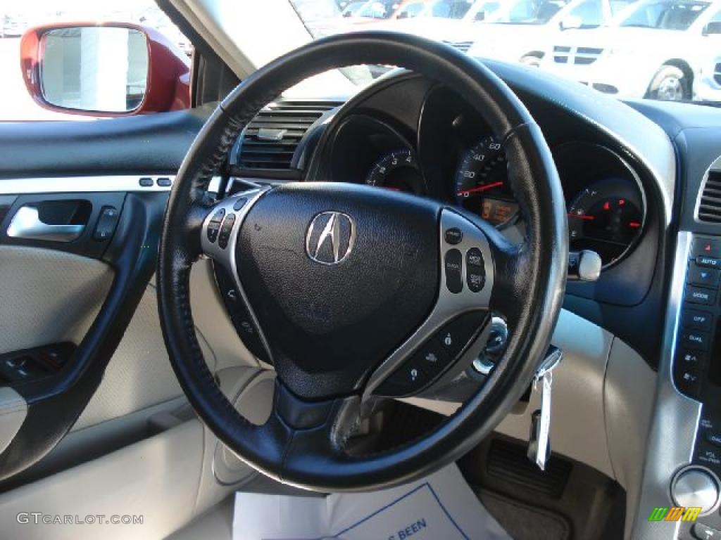 2008 Acura TL 3.2 Taupe Steering Wheel Photo #39504660