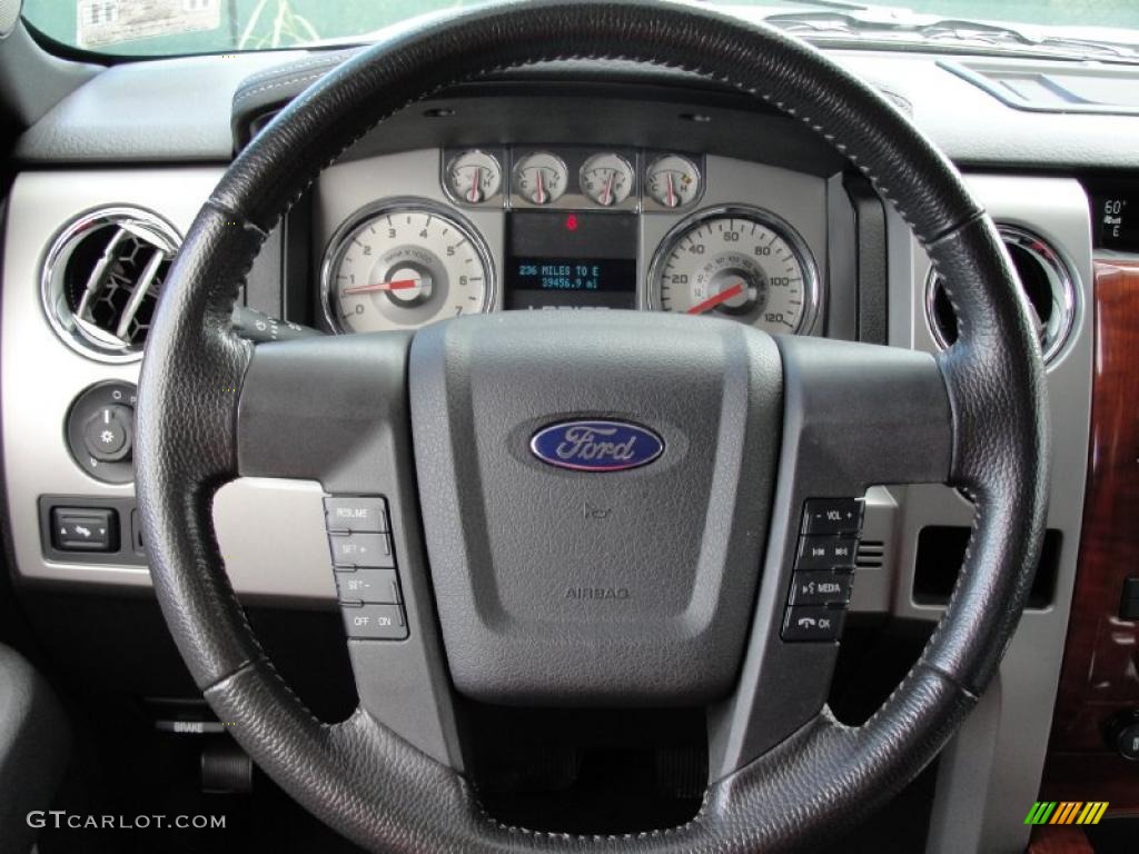 2010 Ford F150 Lariat SuperCrew Black Steering Wheel Photo #39512740