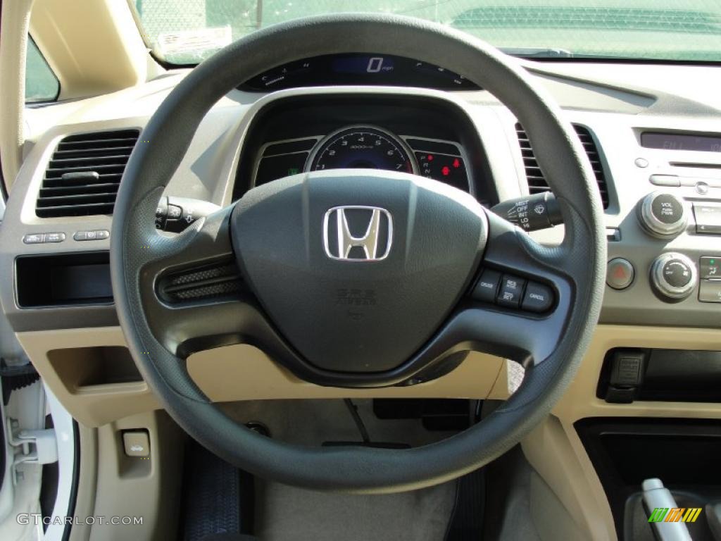 2007 Honda Civic LX Sedan Ivory Steering Wheel Photo #39517872