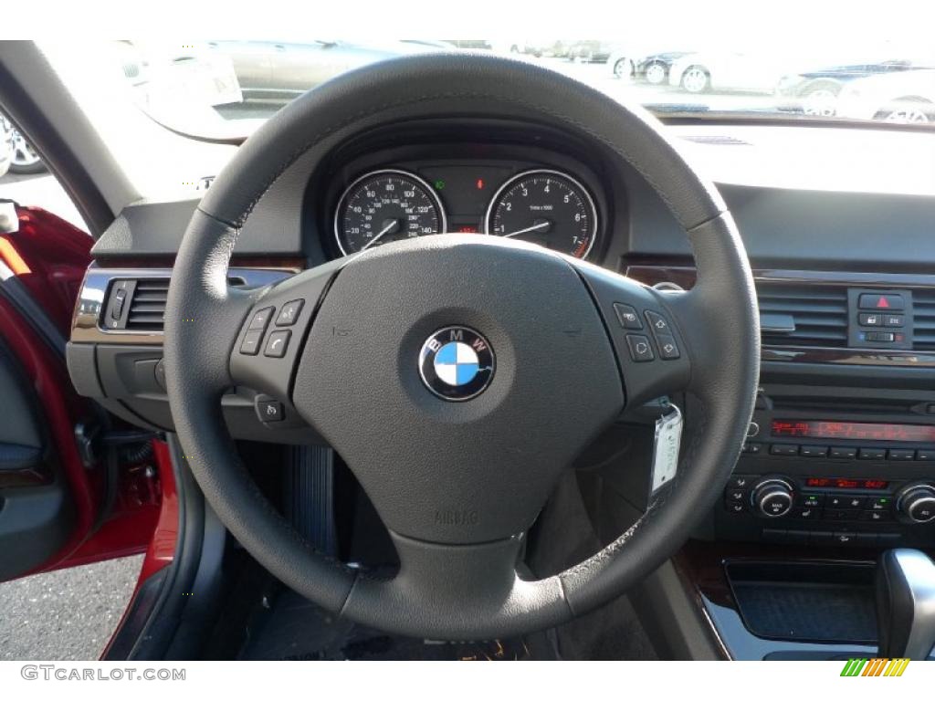 2011 BMW 3 Series 328i xDrive Sedan Black Steering Wheel Photo #39521417