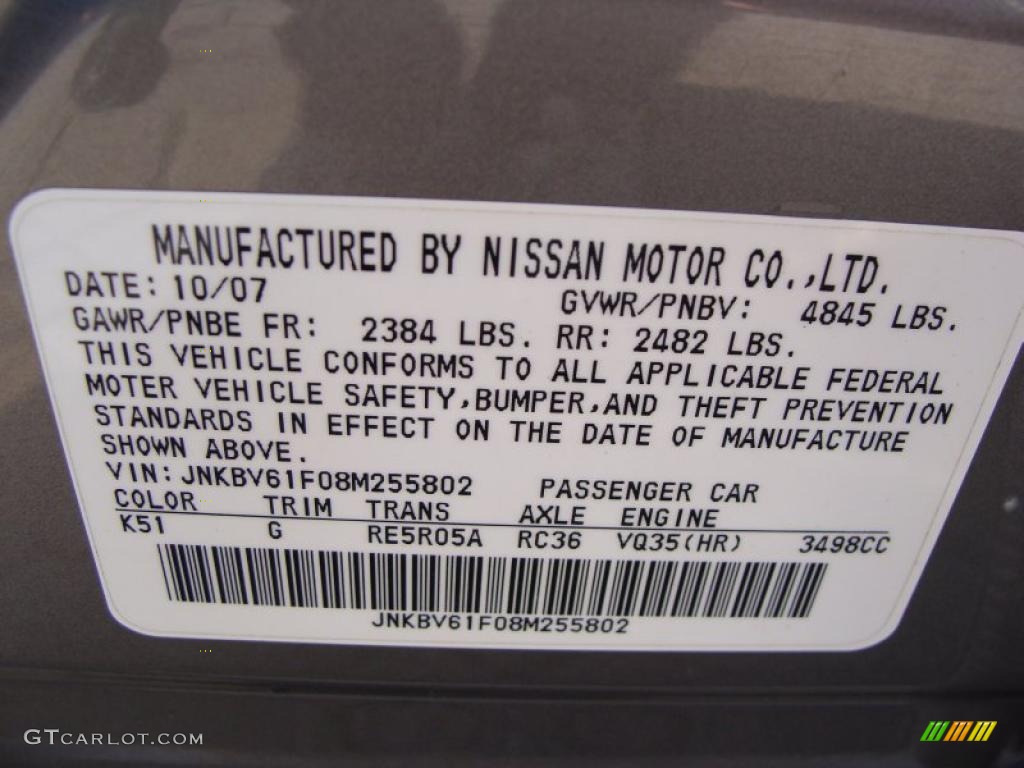 2008 G Color Code K51 for Platinum Graphite Gray Photo #39523493