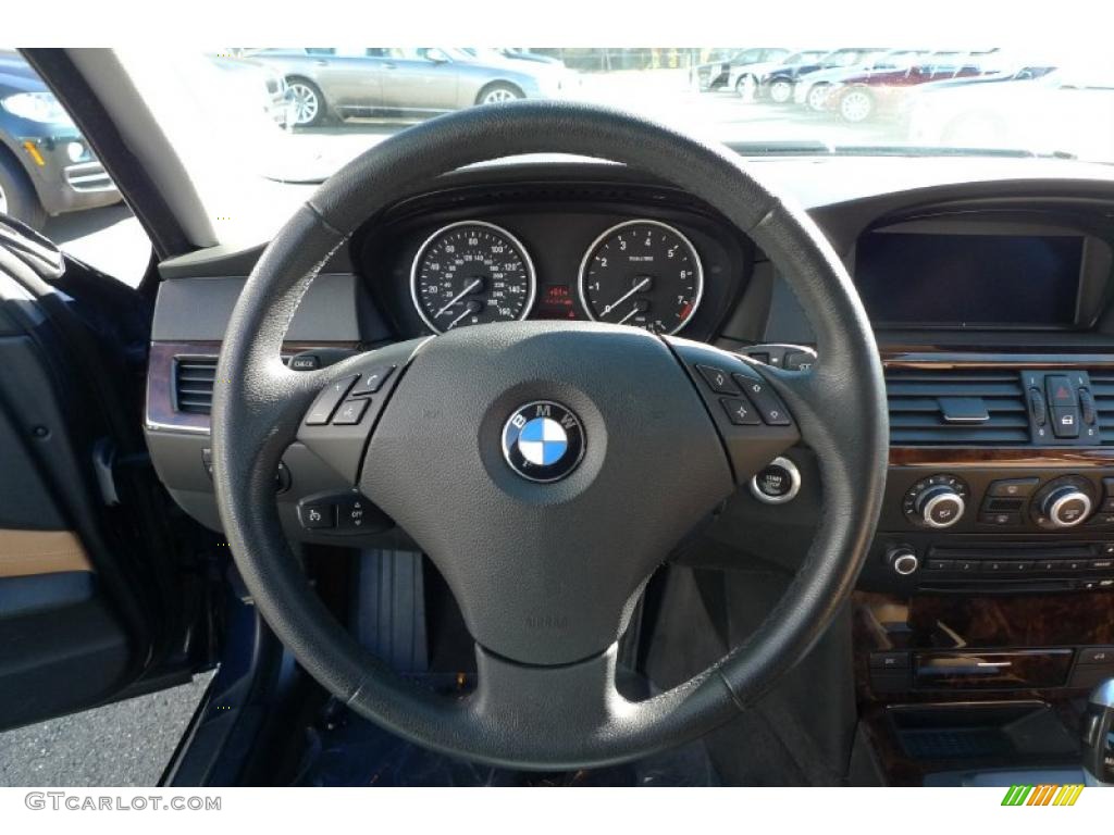 2008 BMW 5 Series 528xi Sedan Natural Brown Steering Wheel Photo #39524821