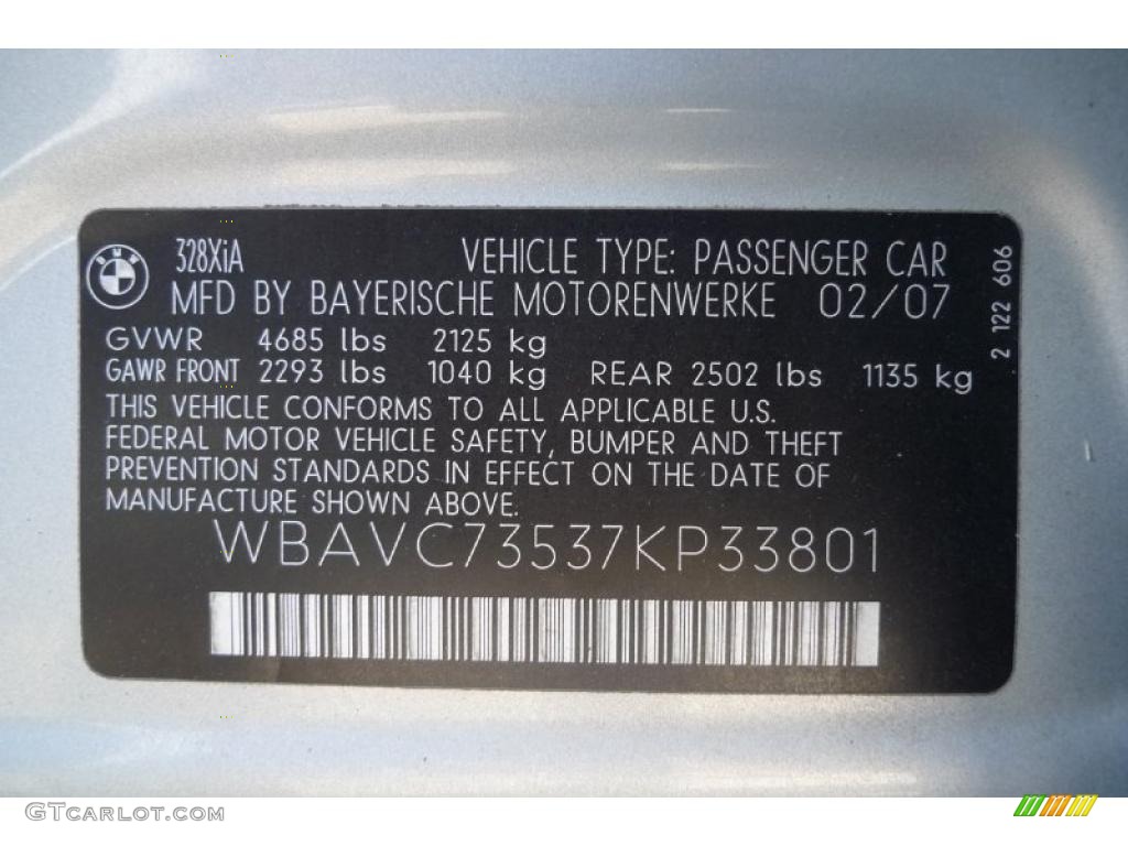 2007 BMW 3 Series 328xi Sedan Info Tag Photo #39525809