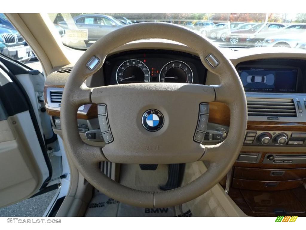 2008 BMW 7 Series 750Li Sedan Beige Steering Wheel Photo #39526433