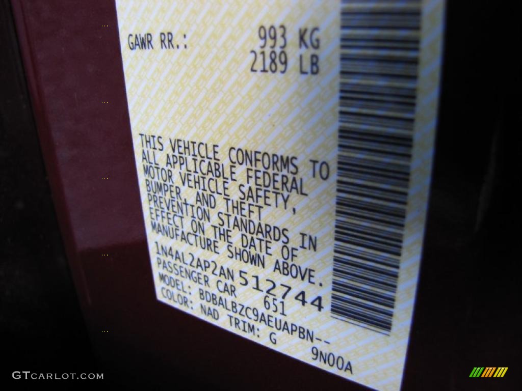 2010 Altima Color Code NAD for Tuscan Sun Red Photo #39531361