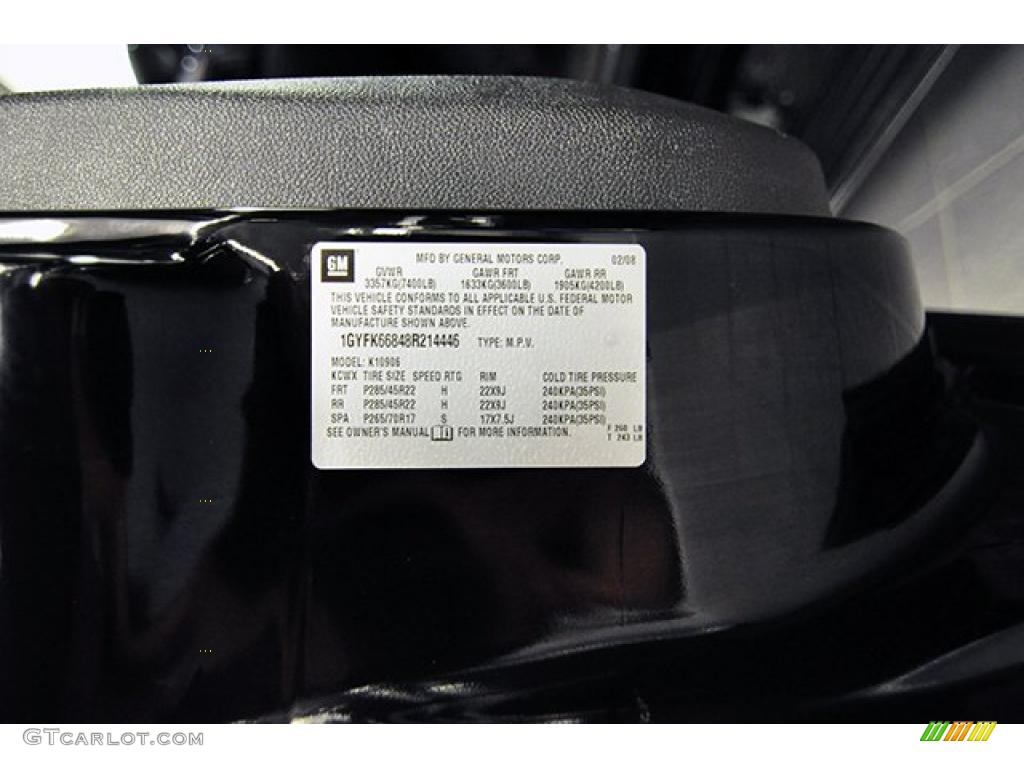 2008 Cadillac Escalade ESV AWD Info Tag Photos