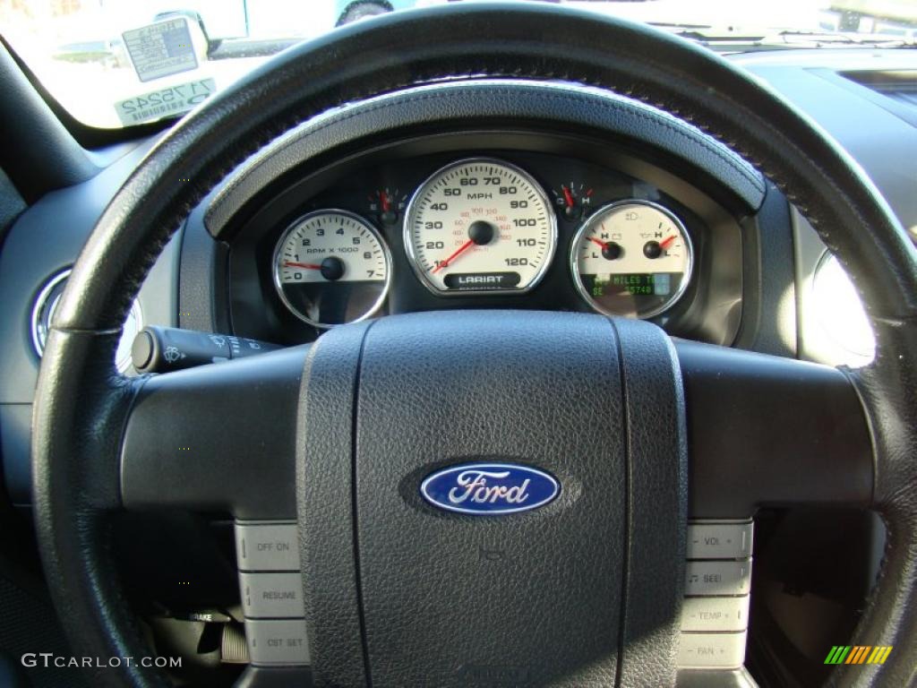 2008 Ford F150 Lariat SuperCrew 4x4 Black Steering Wheel Photo #39538541