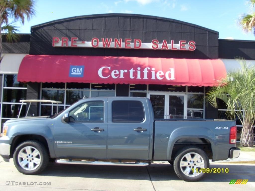 2008 Sierra 1500 SLE Crew Cab 4x4 - Stealth Gray Metallic / Dark Titanium photo #1