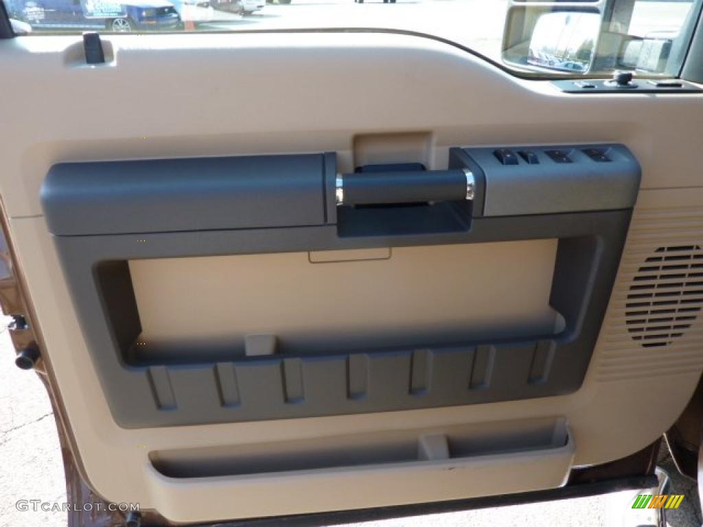 2011 Ford F250 Super Duty Lariat Crew Cab 4x4 Adobe Two Tone Leather Door Panel Photo #39552705