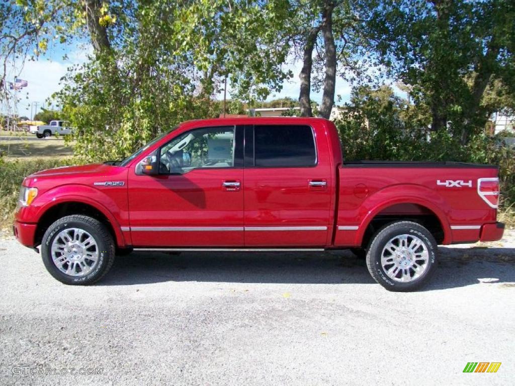 2010 F150 Platinum SuperCrew 4x4 - Red Candy Metallic / Tan photo #2