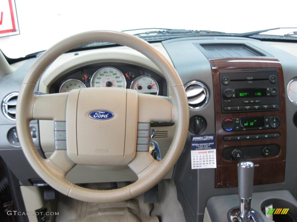 2005 F150 Lariat SuperCab 4x4 - Dark Toreador Red Metallic / Tan photo #7