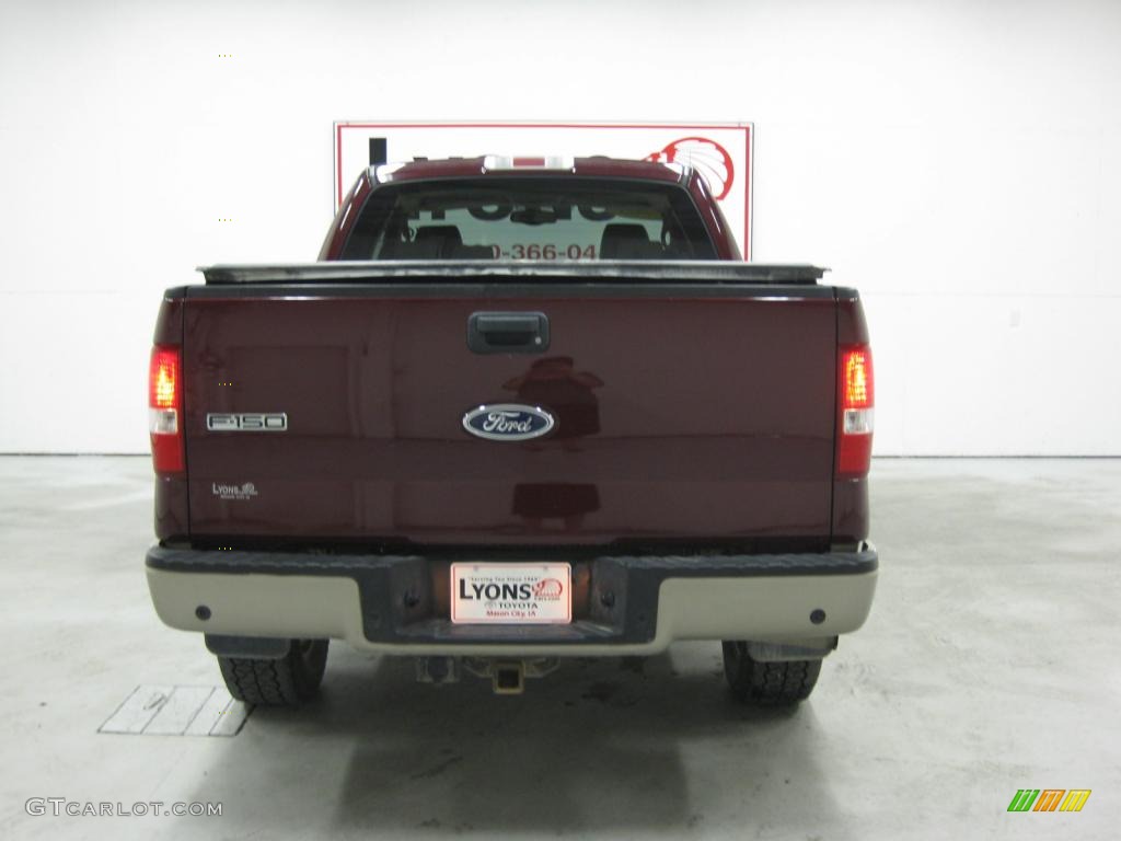 2005 F150 Lariat SuperCab 4x4 - Dark Toreador Red Metallic / Tan photo #19