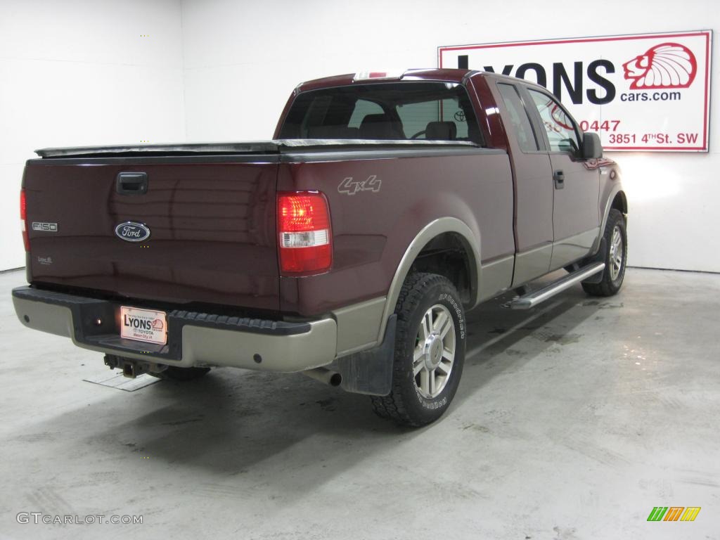 2005 F150 Lariat SuperCab 4x4 - Dark Toreador Red Metallic / Tan photo #21