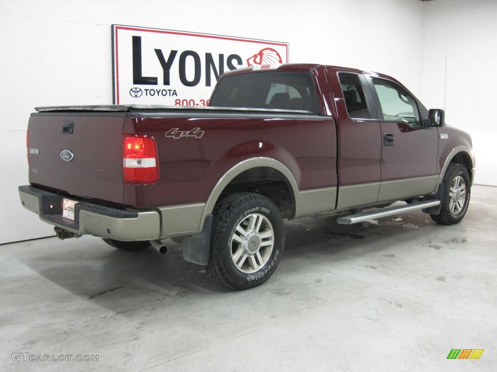 2005 F150 Lariat SuperCab 4x4 - Dark Toreador Red Metallic / Tan photo #24