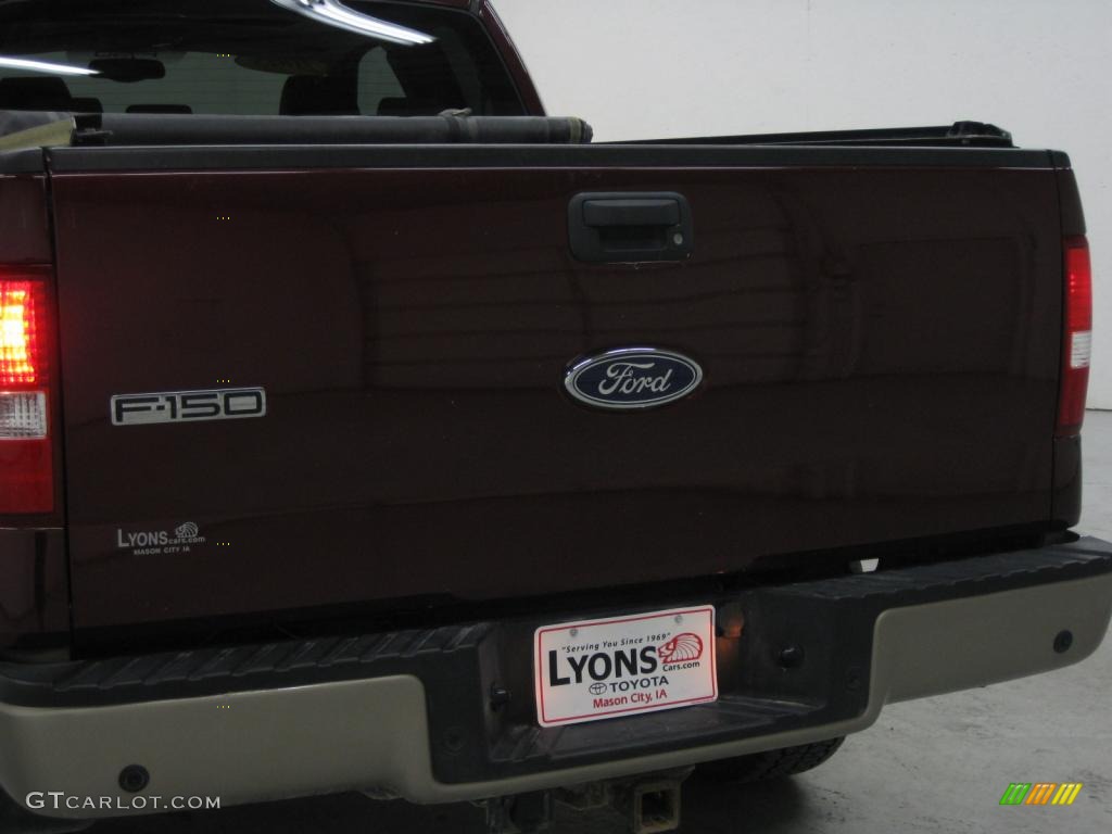 2005 F150 Lariat SuperCab 4x4 - Dark Toreador Red Metallic / Tan photo #26