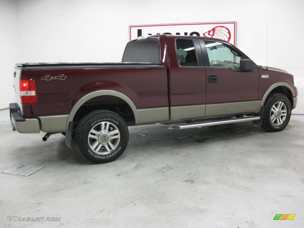 2005 F150 Lariat SuperCab 4x4 - Dark Toreador Red Metallic / Tan photo #32