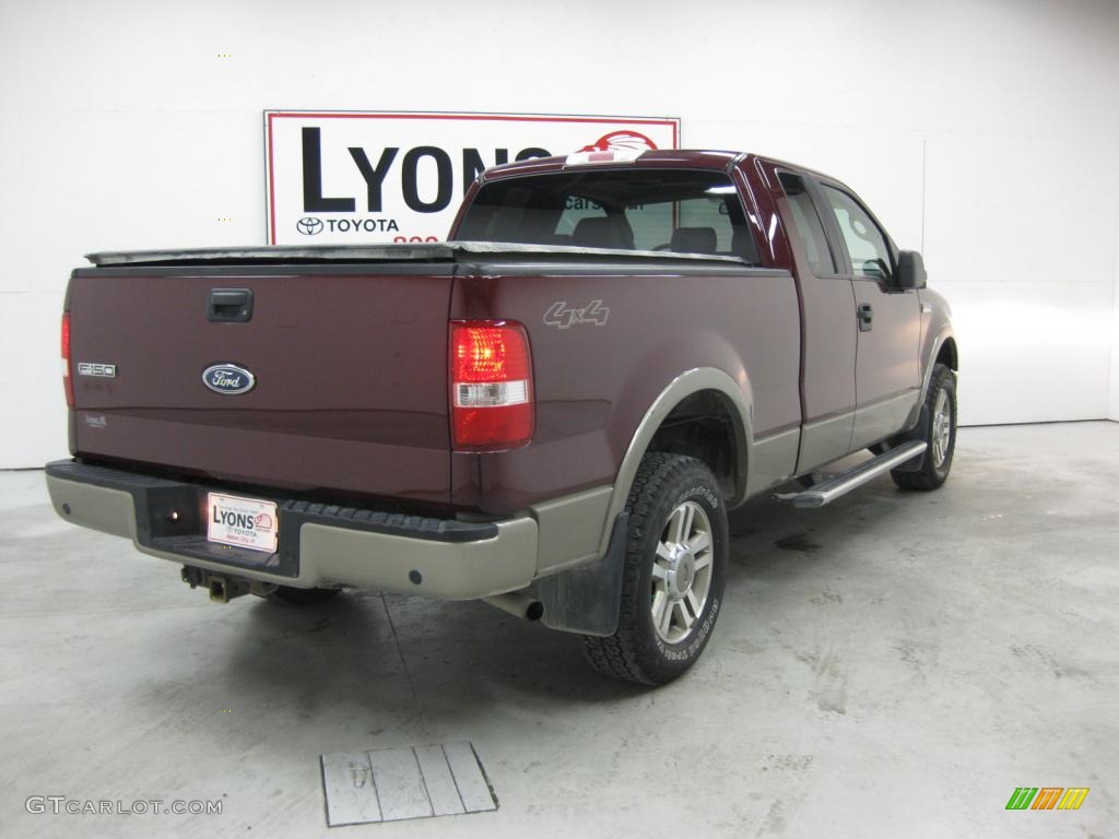 2005 F150 Lariat SuperCab 4x4 - Dark Toreador Red Metallic / Tan photo #33