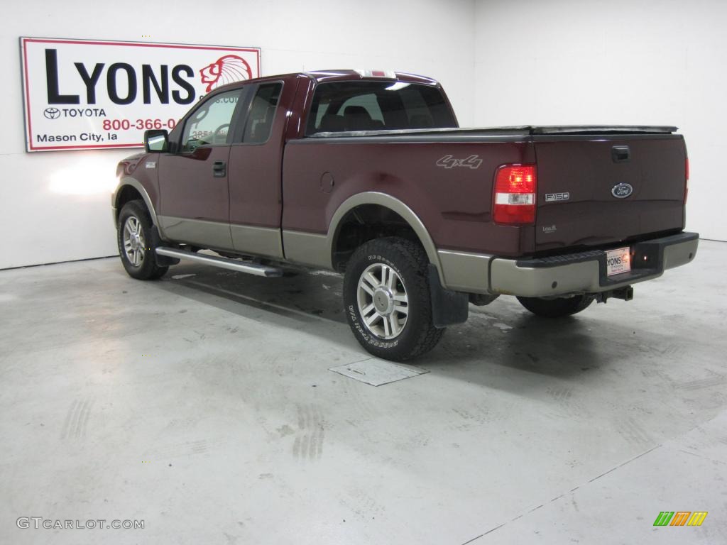 2005 F150 Lariat SuperCab 4x4 - Dark Toreador Red Metallic / Tan photo #36