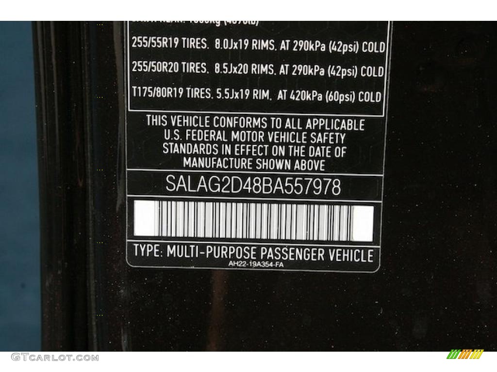 2011 Land Rover LR4 HSE Info Tag Photo #39568178