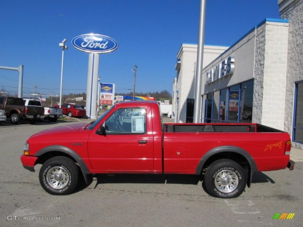 1999 Ranger Sport Regular Cab 4x4 - Bright Red / Medium Graphite photo #2