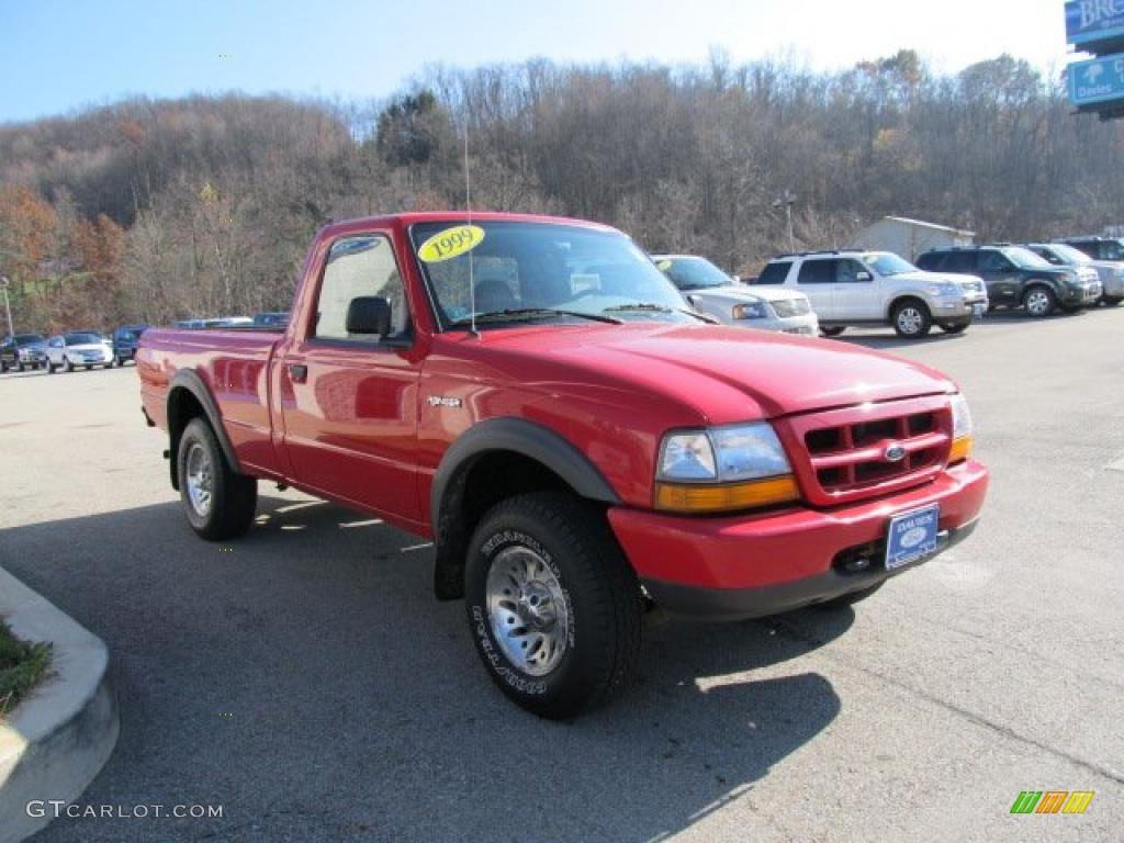 1999 Ranger Sport Regular Cab 4x4 - Bright Red / Medium Graphite photo #5