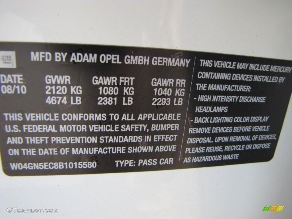 2011 Buick Regal CXL Info Tag Photo #39585049