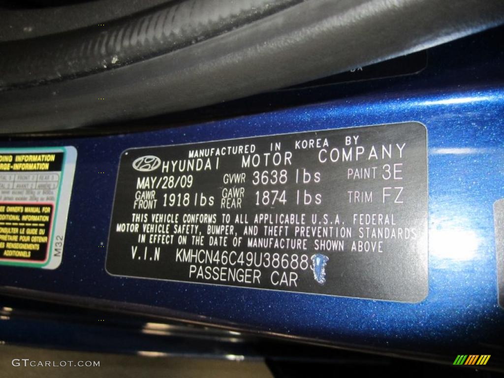 2009 Accent Color Code 3E for Dark Sapphire Blue Photo #39613885