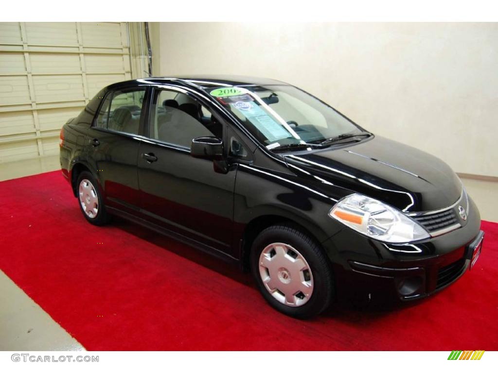 2009 Versa 1.8 S Sedan - Super Black / Charcoal photo #1