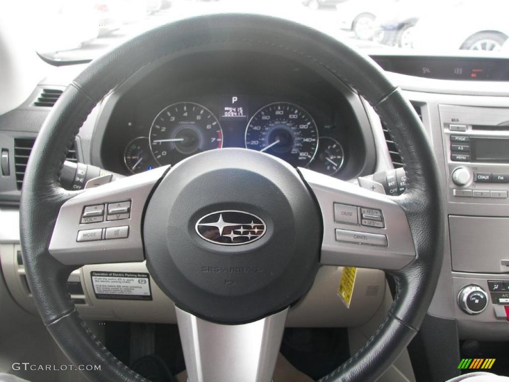 2010 Subaru Outback 3.6R Premium Wagon Warm Ivory Steering Wheel Photo #39638817