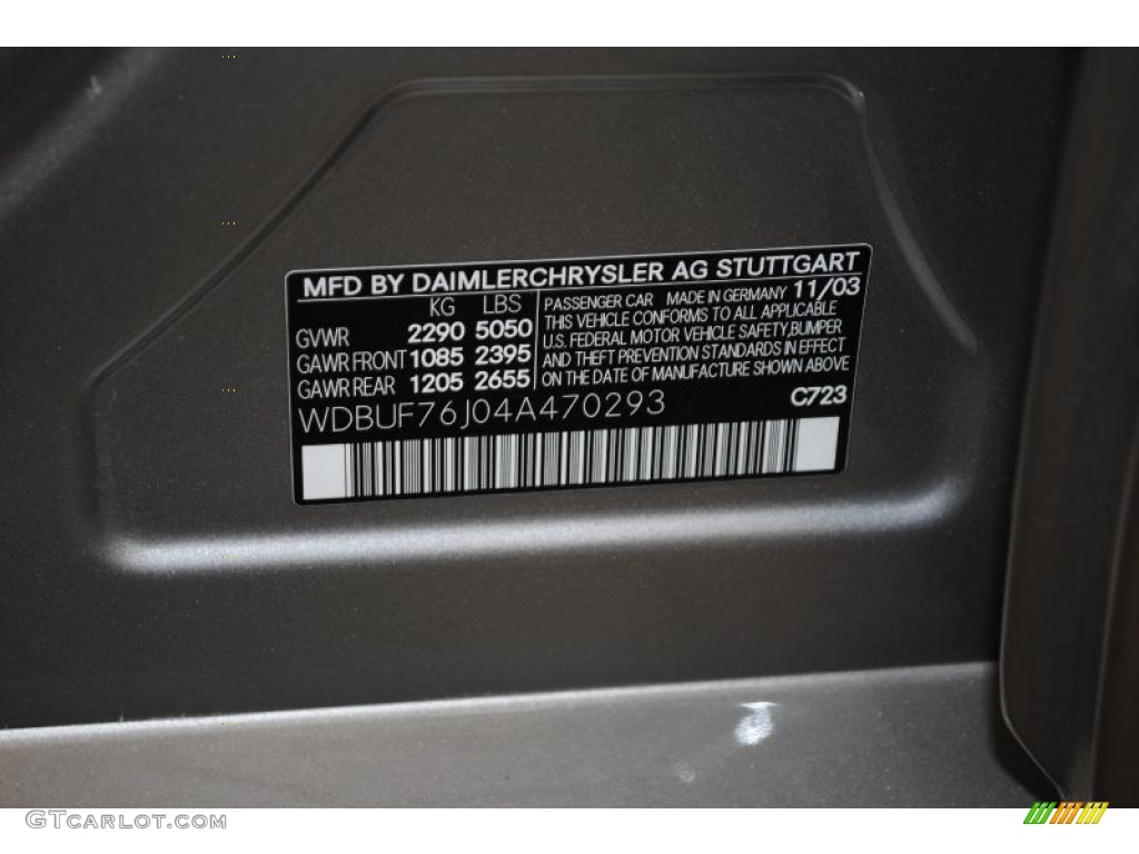 2004 E Color Code 723 for Pewter Silver Metallic Photo #39638950