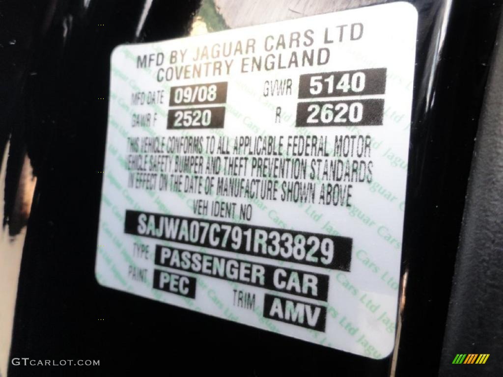 2009 Jaguar XF Supercharged Info Tag Photos