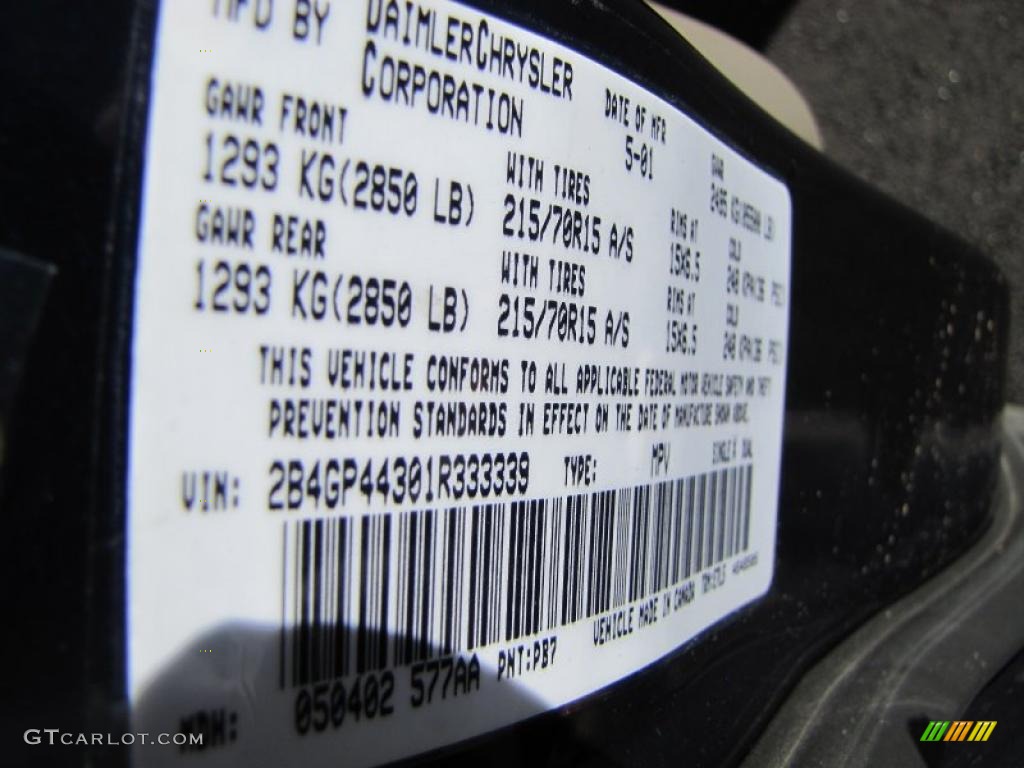 2001 Grand Caravan Sport - Patriot Blue Pearlcoat / Taupe photo #13