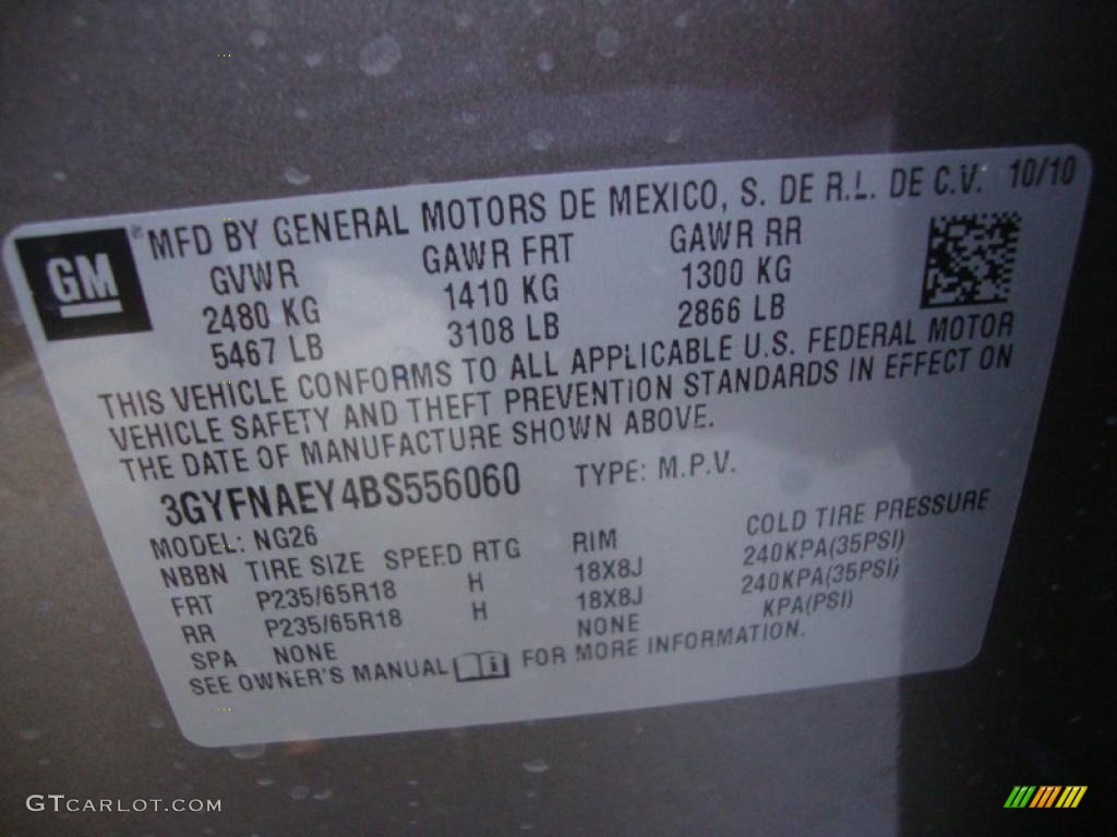 2011 SRX FWD - Mocha Steel Metallic / Shale/Brownstone photo #15