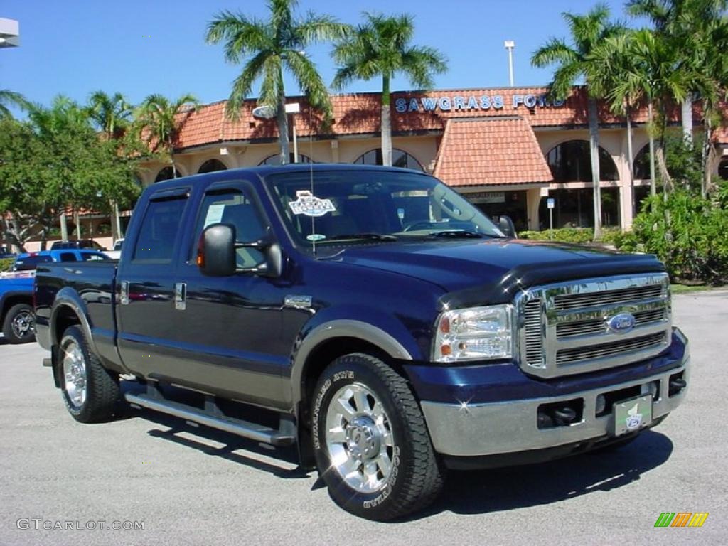 2005 F250 Super Duty Lariat Crew Cab - True Blue Metallic / Tan photo #1