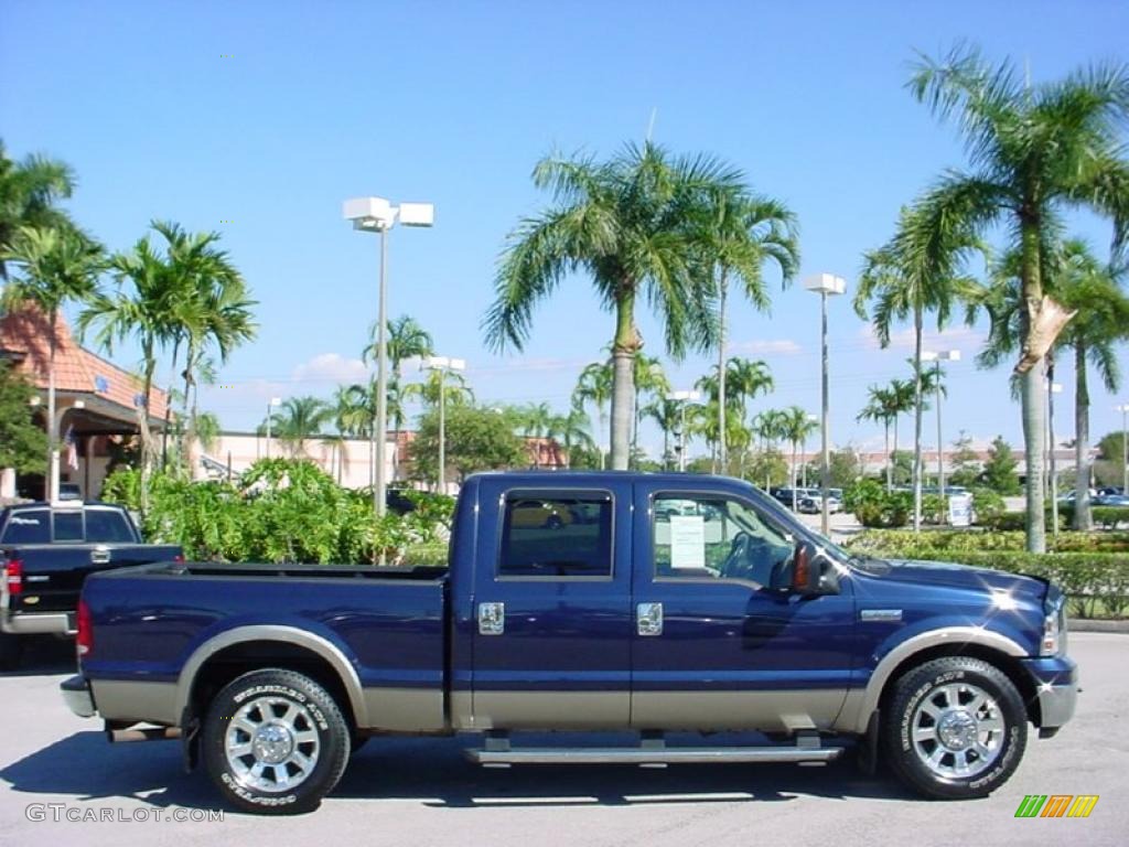 True Blue Metallic 2005 Ford F250 Super Duty Lariat Crew Cab Exterior Photo #39669443