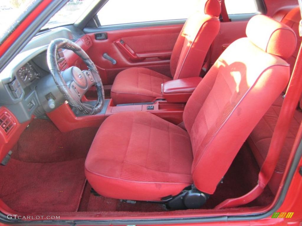 Red Interior 1989 Ford Mustang LX Coupe Photo #39676299