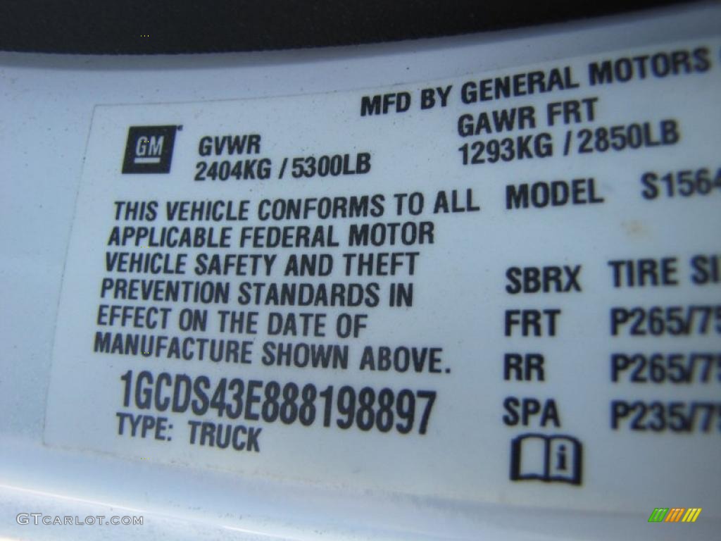 2008 Chevrolet Colorado LT Crew Cab Info Tag Photo #39676723