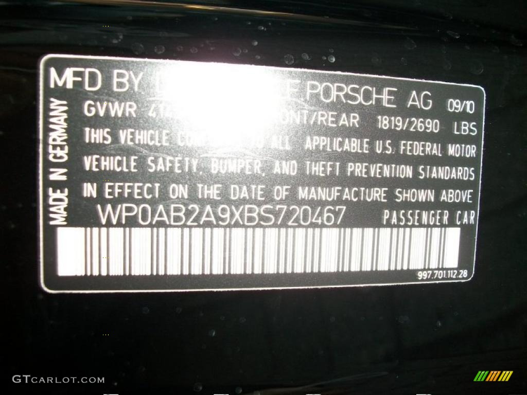 2011 Porsche 911 Carrera 4S Coupe Info Tag Photo #39677227