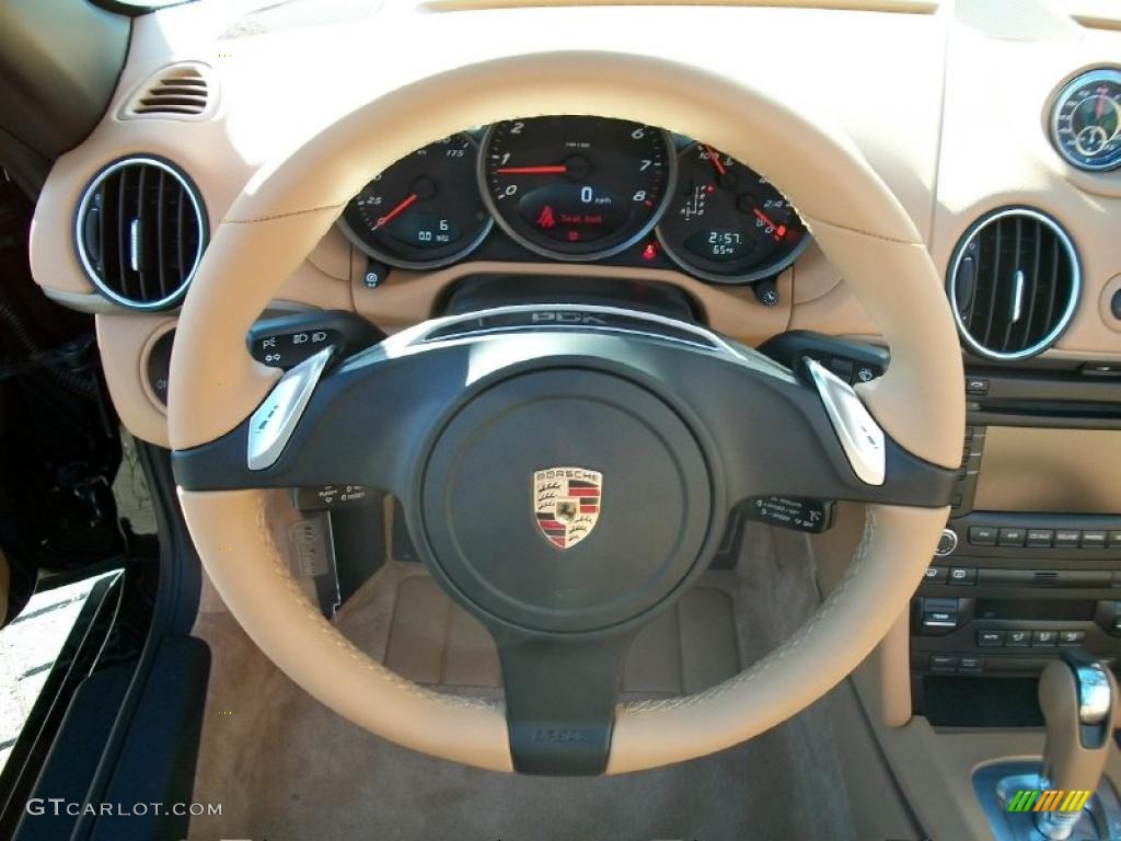 2011 Porsche Boxster Standard Boxster Model Sand Beige Steering Wheel Photo #39677463