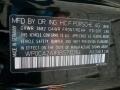 2011 Porsche Boxster Standard Boxster Model Info Tag