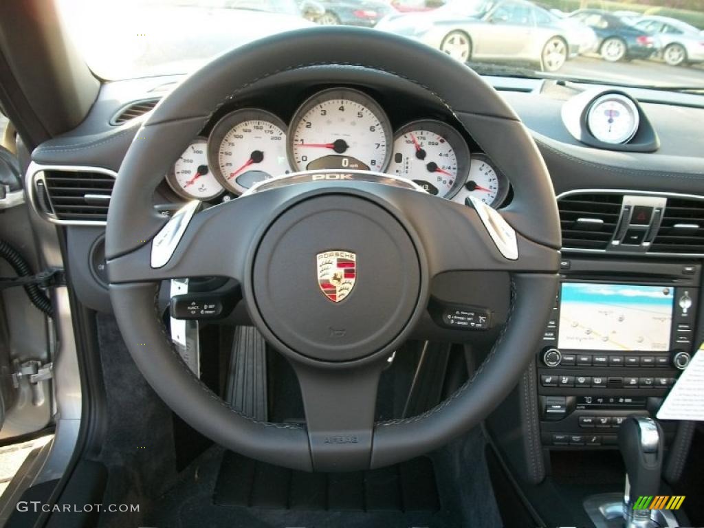 2011 Porsche 911 Carrera 4S Cabriolet Black Steering Wheel Photo #39678551