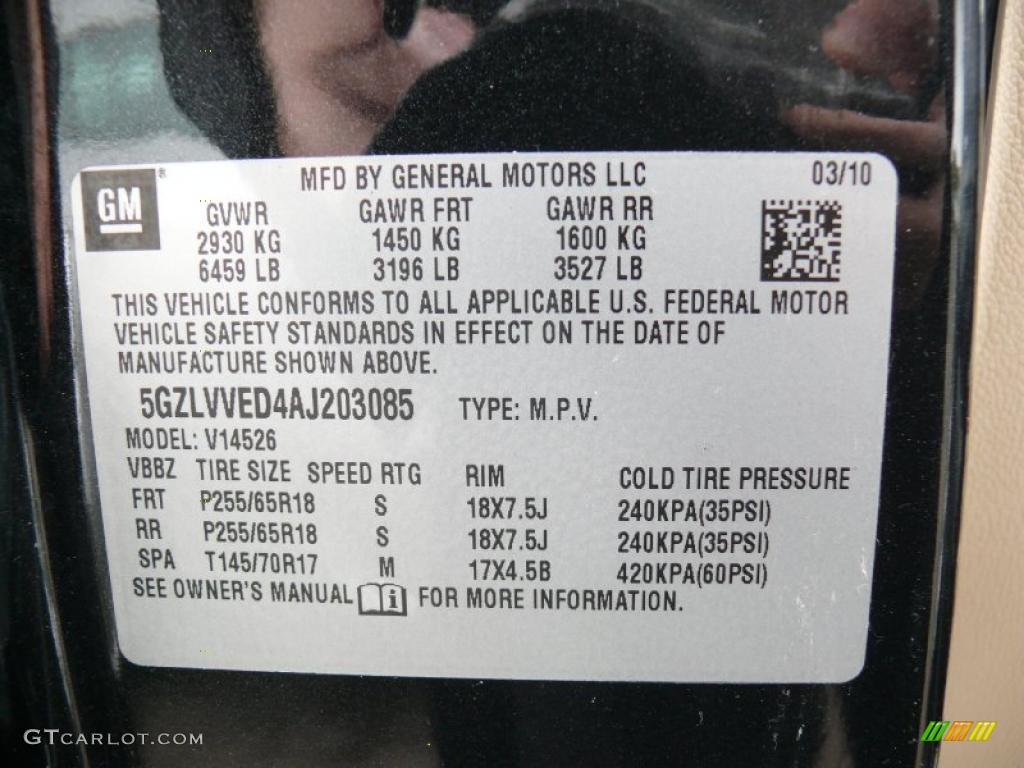 2010 Saturn Outlook XR AWD Info Tag Photo #39680111