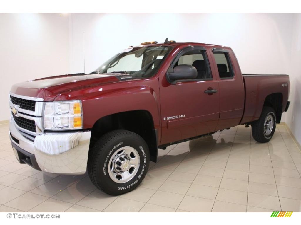 2008 Silverado 2500HD LT Extended Cab 4x4 - Deep Ruby Metallic / Ebony Black photo #3